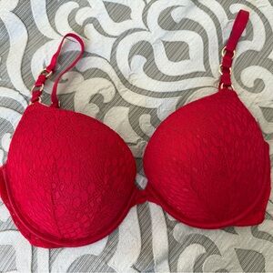 Victoria's Secret Vibrant Red Lace Push Up Bra